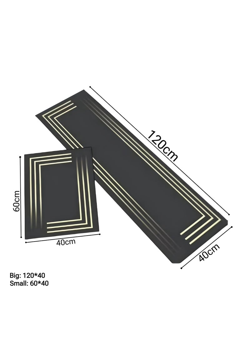 AAS ECOM Kitchen Rugs and Mats Washable Set of 2 - Non-Skid Natural Rubber Floor Mats for Kitchen, Sink, Hallway, Laundry Room (40cm x 60cm & 40cm x 120cm) + Free Sponge  - Image 1