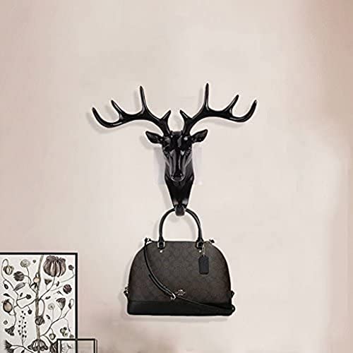 DHVSAM Deer Head Single Wall Hook/Hanger Animal Shaped Coat Hat Hook Heavy Duty, Rustic, Key, Clothes,Pet Leash,Umbrella,9-Hooks, Rack Organizer for Wall Decorative Gift Wall Mounted (Black) - Image 3