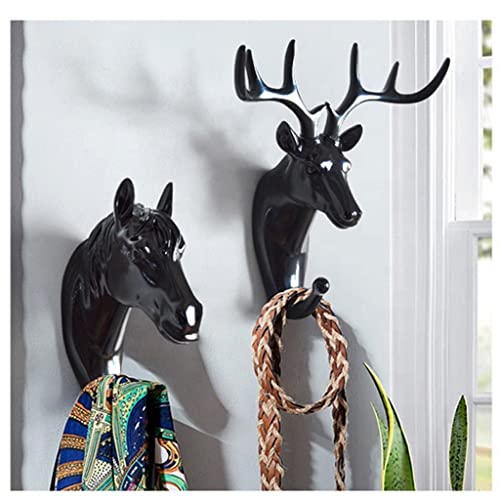 DHVSAM Deer Head Single Wall Hook/Hanger Animal Shaped Coat Hat Hook Heavy Duty, Rustic, Key, Clothes,Pet Leash,Umbrella,9-Hooks, Rack Organizer for Wall Decorative Gift Wall Mounted (Black) - Image 4