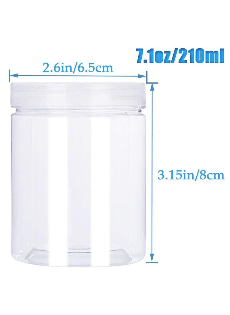 Generic - Pack of 18 Refillable Empty Slime Containers with Lids Round Clear Jars - Wide-Mouth Plastic Slime Storage Favor Jars for Crafts - Dry Food - Peanut Butter - Honey - and Jam Storage (7.1oz/210ml) - Image 1