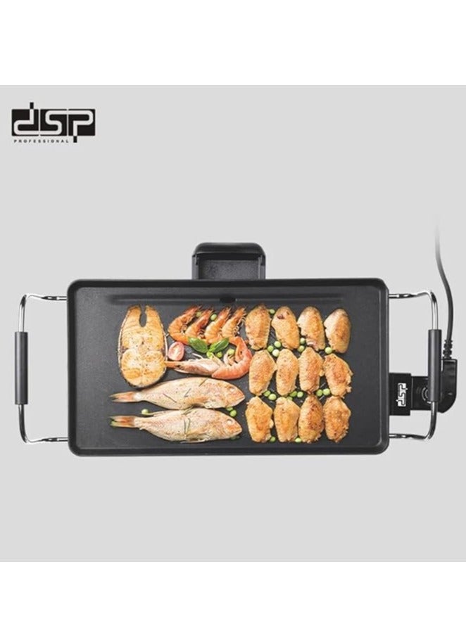 سبيس شوب مقلاة شواء كهربائية احترافية غير لاصقة DSP KB1057 بقوة 2000 واط، لون أسود  - Image 2