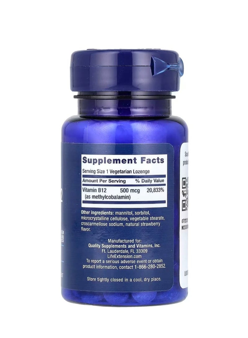 لايف إكستنشن فيتامين ب12 ميثيل كوبالامين 500 ميكروغرام 100 معينات نباتية - Image 2