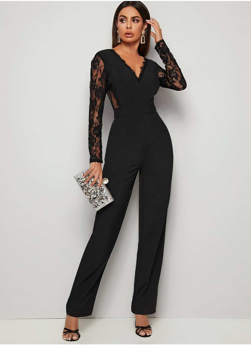 Contrast Floral Mesh V-Back Jumpsuit - pzsku/Z86531B35481CCEF04806Z/45/_/1720958548/96c44e3c-61c9-41d0-8886-8543b6a94123