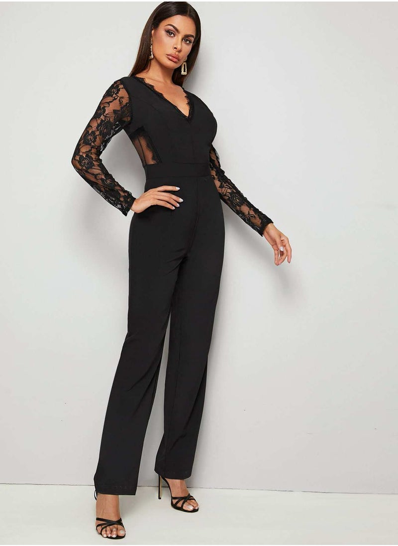 Contrast Floral Mesh V-Back Jumpsuit - pzsku/Z86531B35481CCEF04806Z/45/_/1720958624/313e1ea2-adc9-4163-b15e-69a29b6c4185