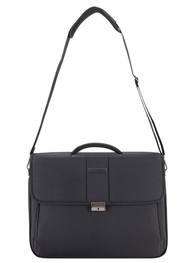 pierre cardin Premium Business Laptop Briefcase 15.6-Inch Laptop Bag Large Capacity Messenger Bag Soft Top Handle Handbag with Long Straps Travel Office Work Black  - Image 1