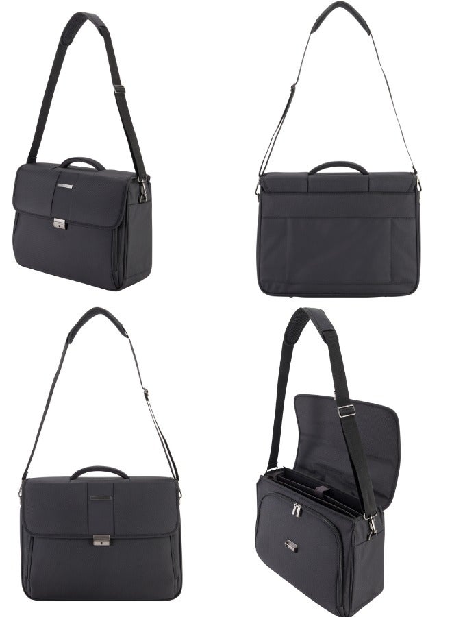 pierre cardin Premium Business Laptop Briefcase 15.6-Inch Laptop Bag Large Capacity Messenger Bag Soft Top Handle Handbag with Long Straps Travel Office Work Black  - Image 3