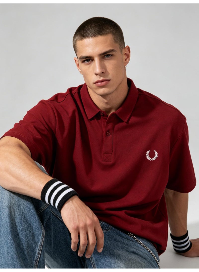 فريد بيري Fred Perry unisex plain laurel wreath Polo shirt, breathable embossed knitted short sleeves, simple casual shirt for men and women. - Image 5