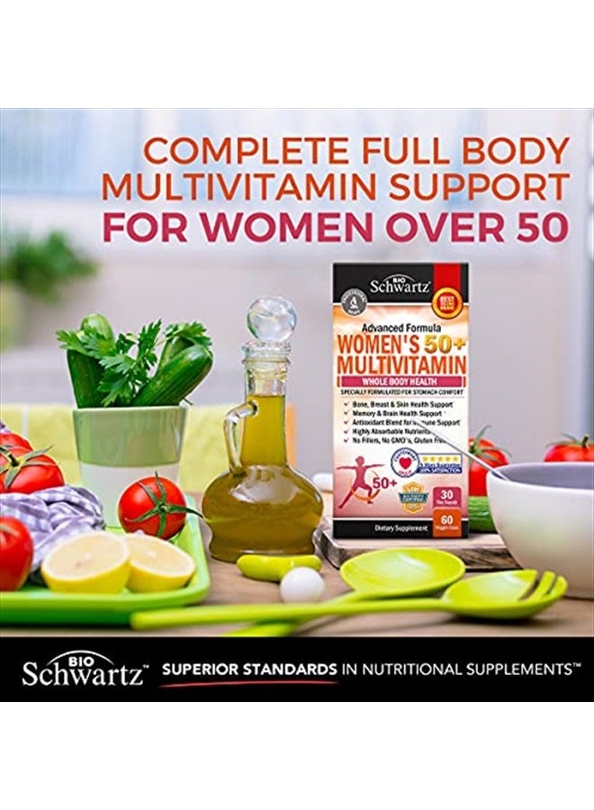 BioSchwartz Daily Multivitamin for Women 50 & Over – Memory Support Supplement – Promotes Stress Reduction & Healthy Immune Response – Women's Multivitamin Supplement Designed for Stomach Comfort - 60 Capsules - Image 2