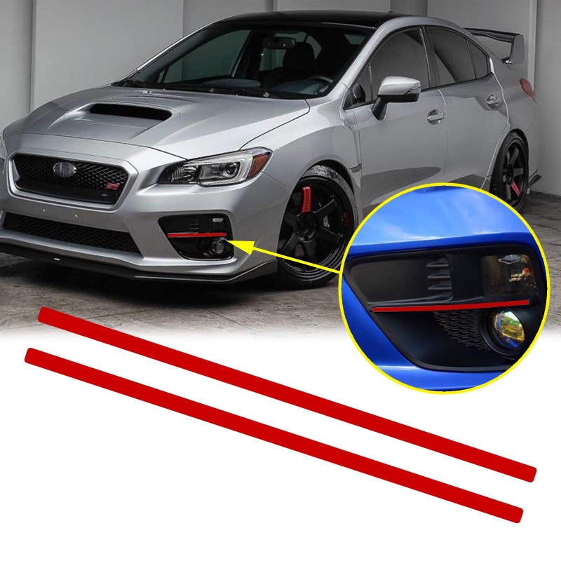 ملصق شريط زينة حواف مصابيح الضباب من Xotic Tech متوافق مع سوبارو WRX STI 2015 2016 2017 باللون الأحمر