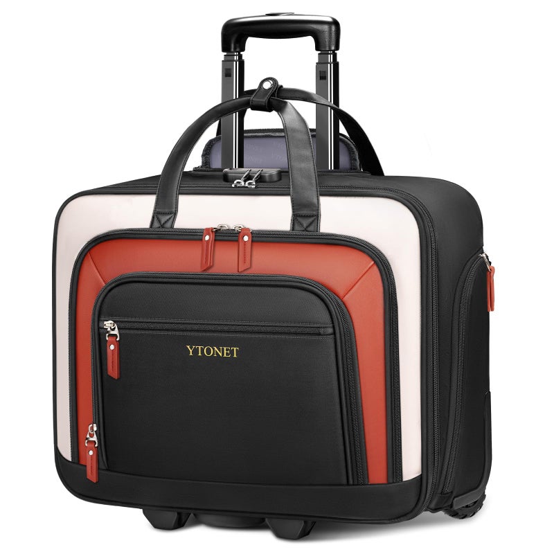 Ytonet Rolling Laptop Bag, Rolling Briefcase for Women with Lock, 17.3 Inch Carry On Laptop Bag with Wheels, Roller Bag with Insulated & Waterproof Pocket, Teacher Bag for Work Travel Business College - Image 1