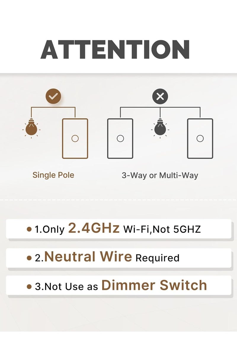 MOES Matter Smart Touch Wall Light Switch, Glass Panel Wi-Fi Wall Switch, Needs Neutral Wire, Single Pole, 2.4GHz, Timer and Schedule,Remote & Voice Control with Alexa, Google Home & Siri White 3 Gang - Image 2