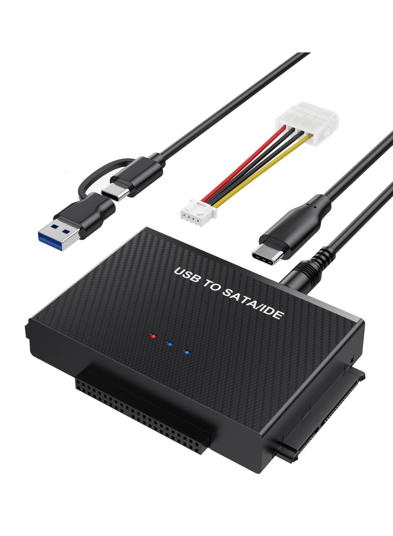 Joyelink Hard Drive Reader SATA IDE to USB 3.0 Adapter, USB + Type C to External Hard Drive Data Ultra Recovery Converter Kit for Universal 2.5" 3.5" IDE HDD, 2.5" SSD, with 12V/2A Power Adapter  - Image 1
