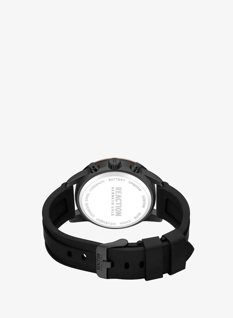 Kenneth Cole Reaction Black - Black Case Black Dial Black Silicone Strap Chronograph Watch for Men, 45mm for Men | Best Price UAE