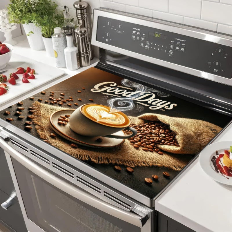 HOMETITUTE Stove Top Cover for Electric 28x20 Inch Diatomite Good Days Stovetop Covers Coffee Bar Decor Kitchen Countertop Pad Mat Coffee Station Mat Heat Resistant Cooktop Protector Decor - Image 1