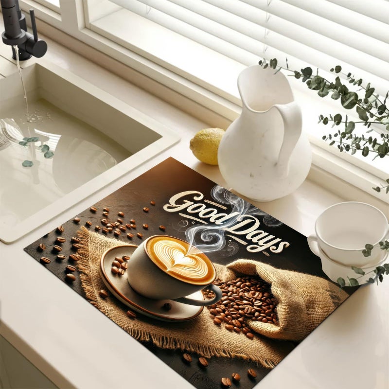 HOMETITUTE Stove Top Cover for Electric 28x20 Inch Diatomite Good Days Stovetop Covers Coffee Bar Decor Kitchen Countertop Pad Mat Coffee Station Mat Heat Resistant Cooktop Protector Decor - Image 3