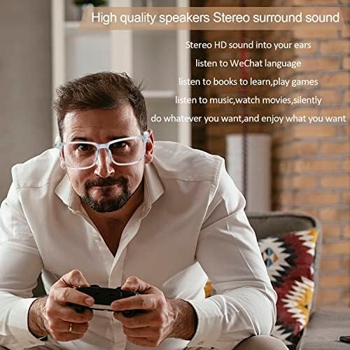 KUIDAMOS IP65 Bluetooth Glasses, UV400 Anti Blue Light Smart Glasses Built in Microphone Half Open Headphones Anti Audio Glasses with Bluetooth Connectivity for Working Traveling - Image 3