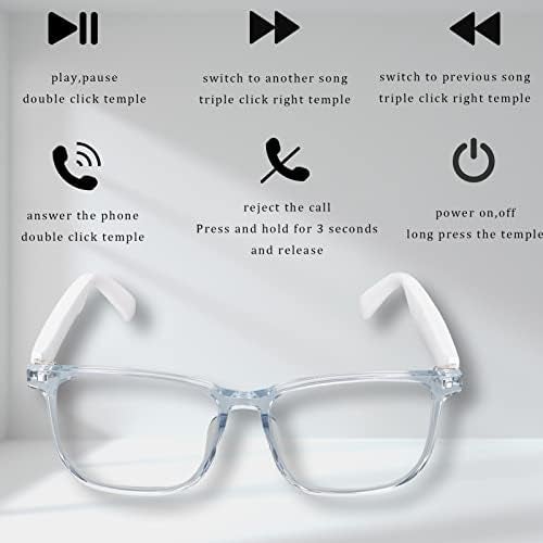 KUIDAMOS IP65 Bluetooth Glasses, UV400 Anti Blue Light Smart Glasses Built in Microphone Half Open Headphones Anti Audio Glasses with Bluetooth Connectivity for Working Traveling - Image 4