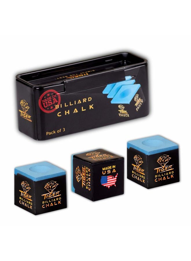 TigerProducts Tiger Pool cue Billiard Chalk - Blue - Pack of 3 - Image 2