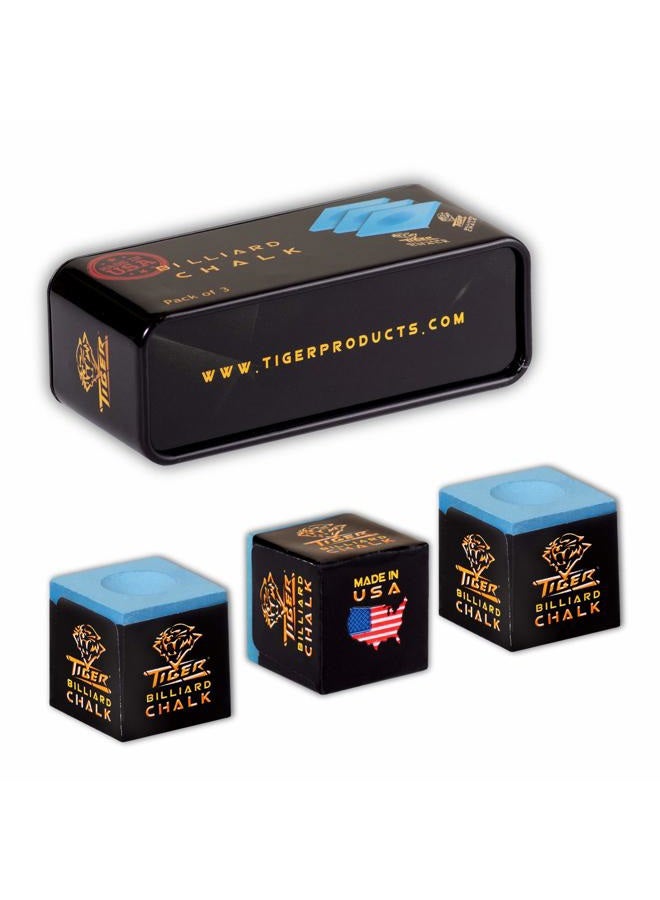 TigerProducts Tiger Pool cue Billiard Chalk - Blue - Pack of 3 - Image 3