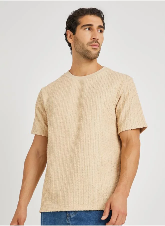 ستايلي Styli Solid Vertical Textured Oversized T-Shirt