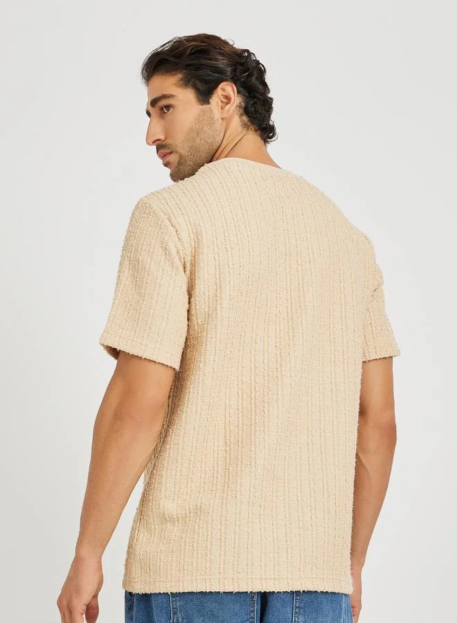 Styli Solid Vertical Textured Oversized T-Shirt