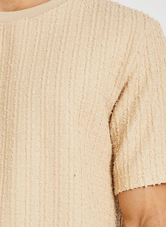 Styli Solid Vertical Textured Oversized T-Shirt