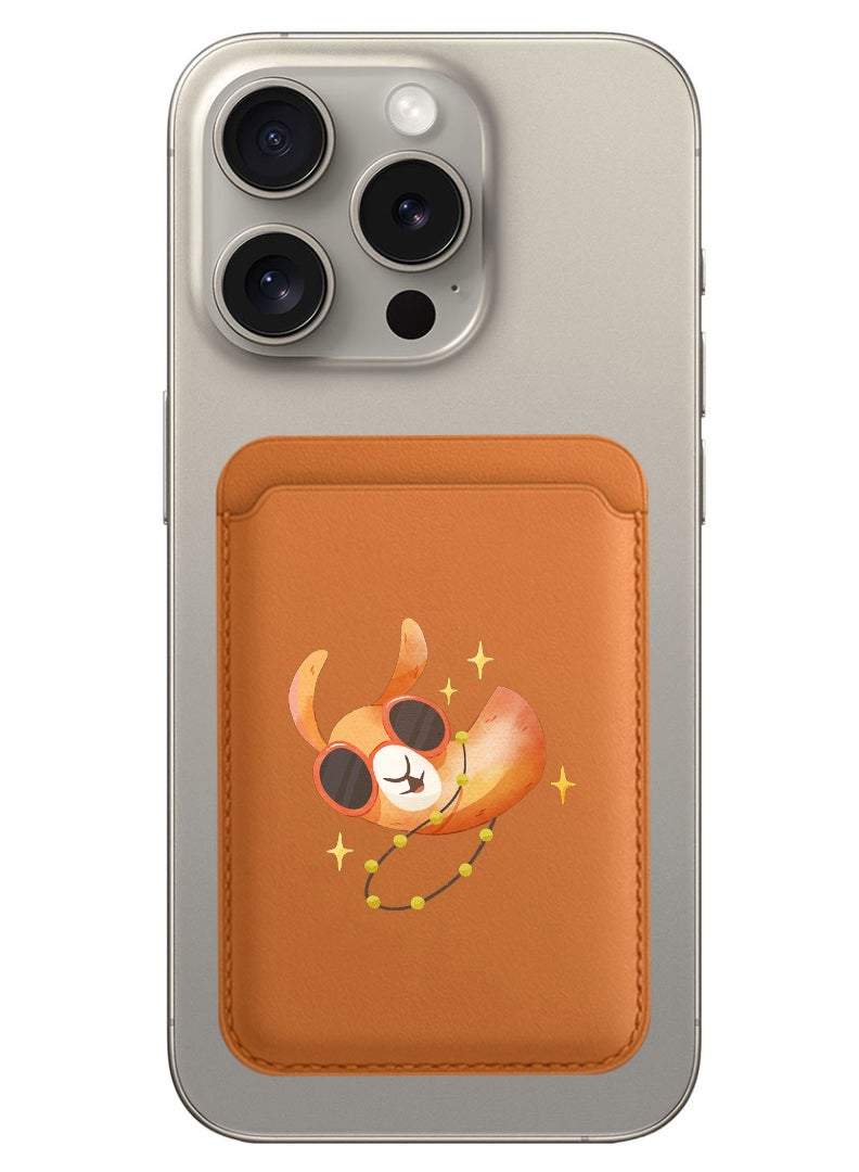 Theodor Magnetic Wallet, Compatible with MagSafe Wallet, for iPhone Wallet, for iPhone 16/15/14/13/12 Series, Not for iPhone 13/12 mini, 3 Card Holder, Vegan Leather, Brown - Camel wearing goggles - Image 1