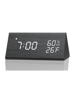 Digital Alarm Clock, with Wooden Electronic LED Time Display, 3-Alarm  Settings, Humidity and Temperature Detect