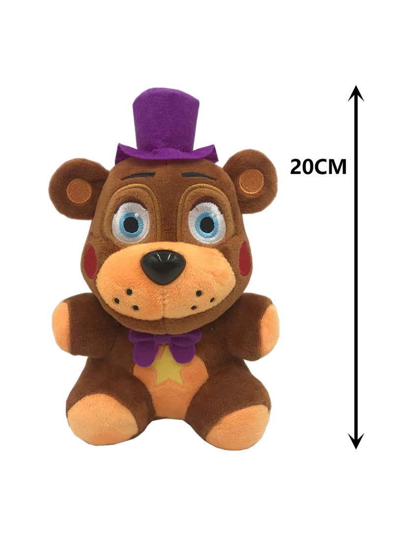 هدية عيد ميلاد من لعبة Five Nights at Freddy's المحشوة - دمية دب ذات قبعة أرجوانية بطول 20 سم - Image 2