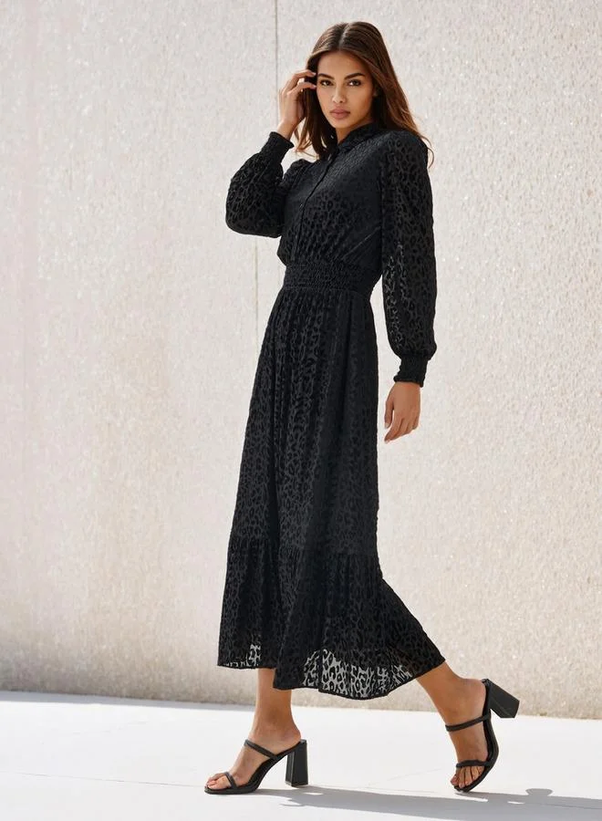 2Xtremz 2Xtremz Midi Length Shirt Dress with Smocked Detail