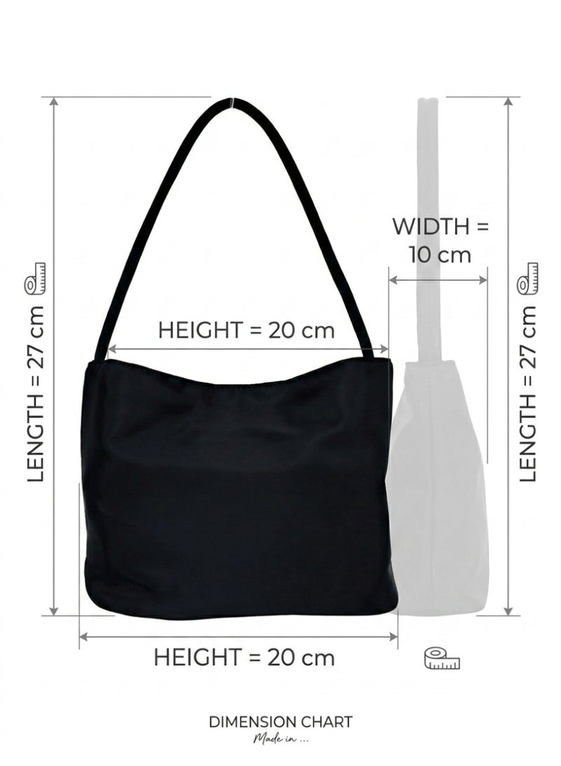 Women's Minimalist Nylon Lightweight Portable Handbag - Black - Image 4