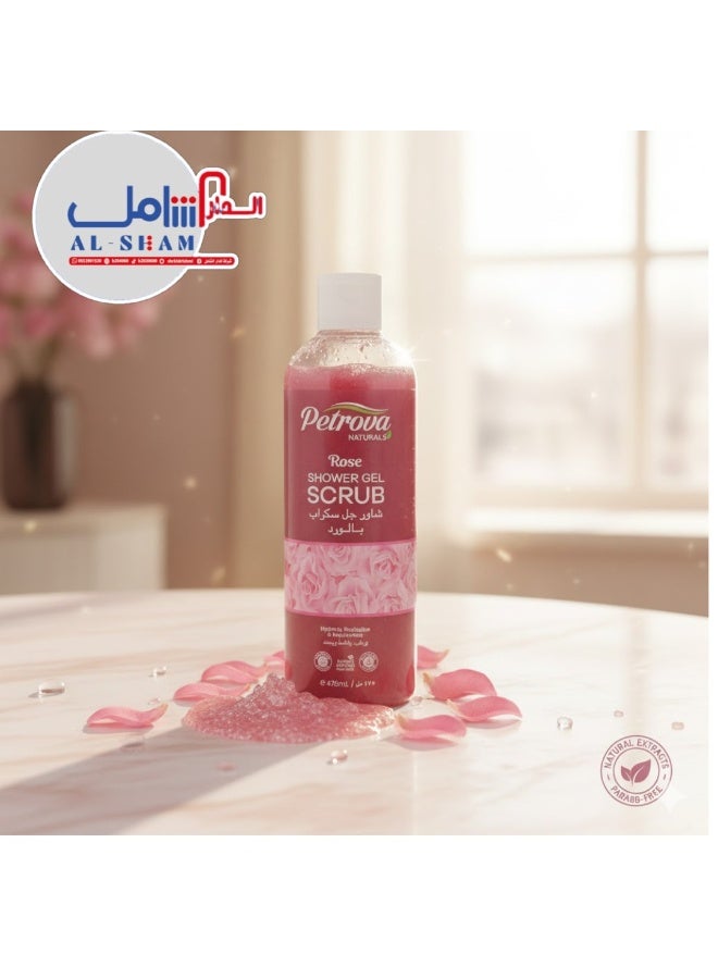 Rose Shower Gel Scrub 475ml - Image 4