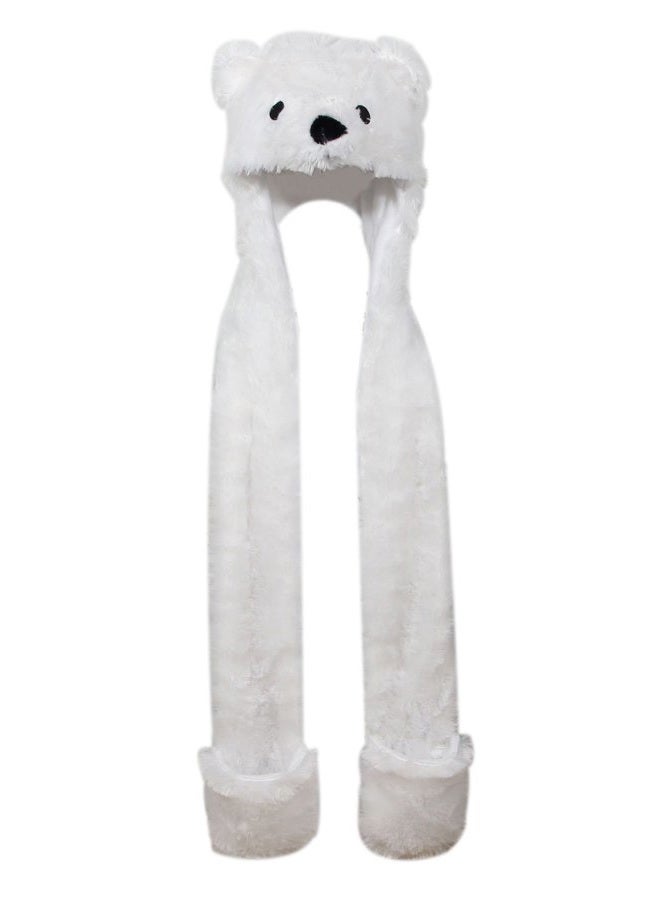 Bioterti Plush Novelty Animal Hat: One Size Fits All Adults & Kids/Soft, Warm Beanie Hat (White Furry Bear) - Image 1
