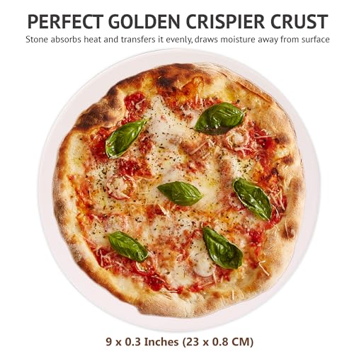 Waykea 9” Round Small Pizza Stone for Toaster Oven | Cordierite Grilling Stone Bread Baking Stone for Grill, Oven | Bake Homemade Golden Crispy Crust Pizza - Image 2