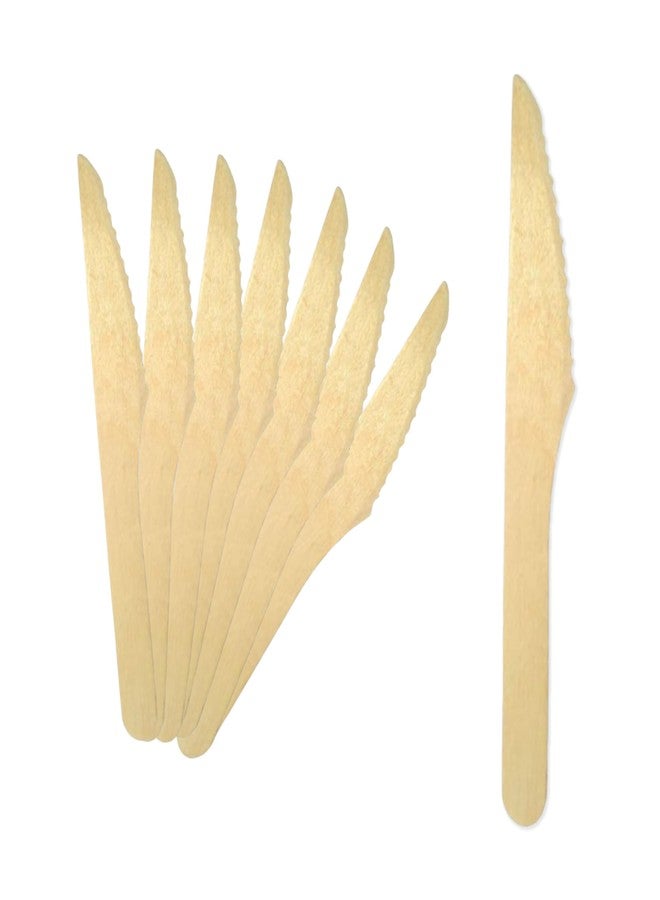 Concession Essentials 6.25" Disposable Wooden Knifes/Natural Wooden Utensils- Pack of 100ct - Image 1