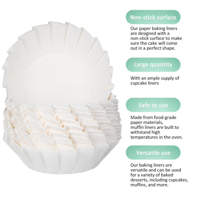 White 4 Inch Cupcake Paper Cups 200 Pack Food Grade Baking Liners For Wedding Party Bakery - Image 5