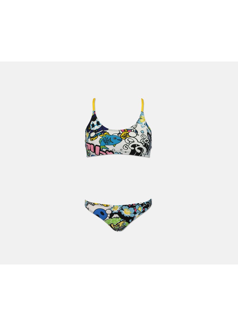 arena Women Manga Print Two Piece, White Combo  - Image 1