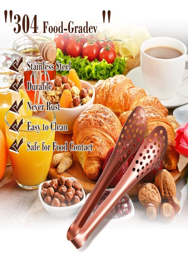 Vesici 12 Pieces Mini Serving Tongs 5 Inch Small Tongs Serving Utensils, Ice Pincers Mini Sugar Pincers, Small Pliers for Appetizers, Tea Party, Coffee Bar, Desserts(Rose Gold) - Image 4