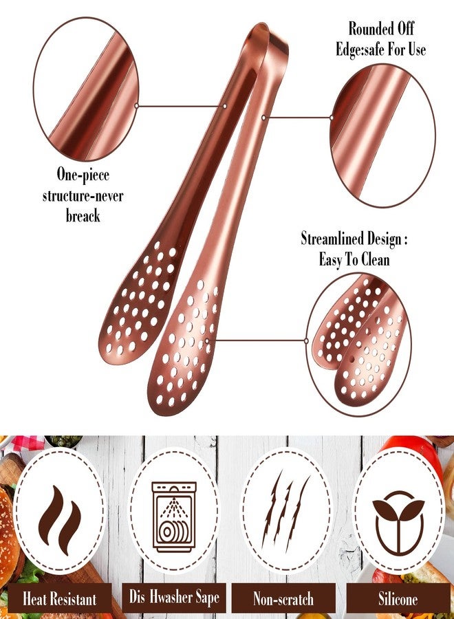 Vesici 12 Pieces Mini Serving Tongs 5 Inch Small Tongs Serving Utensils, Ice Pincers Mini Sugar Pincers, Small Pliers for Appetizers, Tea Party, Coffee Bar, Desserts(Rose Gold) - Image 3