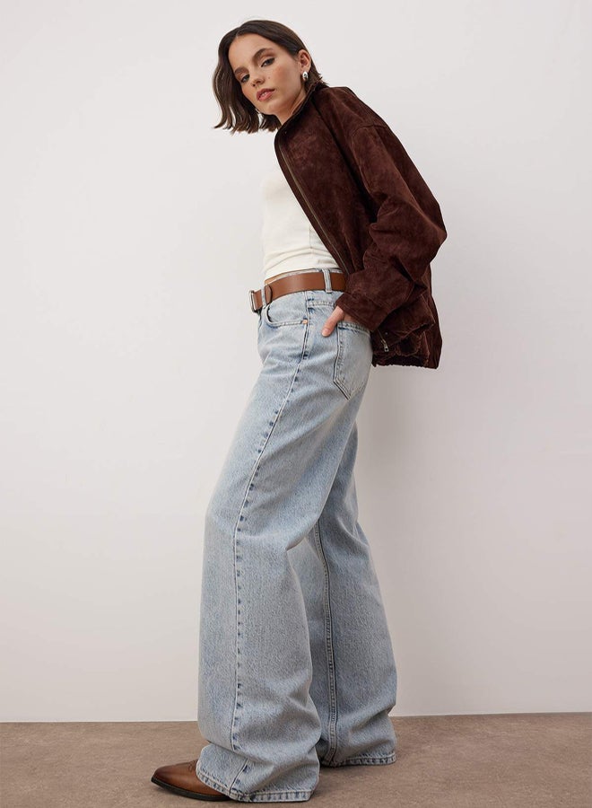 trendyol Blue High Waist Wide Leg Jeans - Image 2