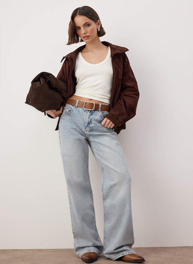 trendyol Blue High Waist Wide Leg Jeans - Image 1