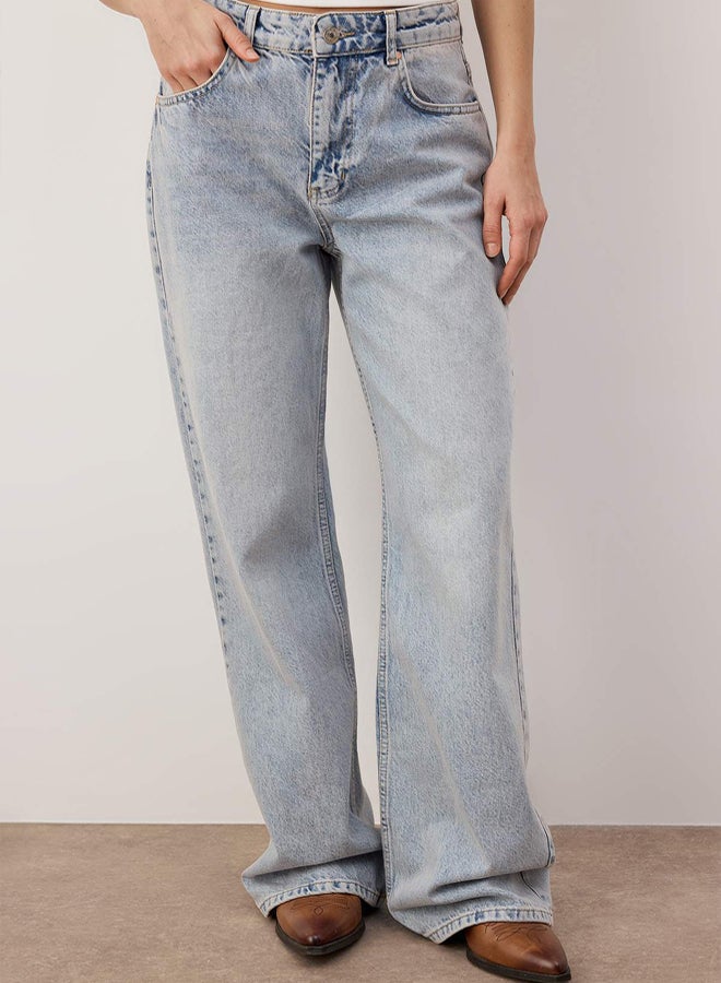 trendyol Blue High Waist Wide Leg Jeans - Image 3