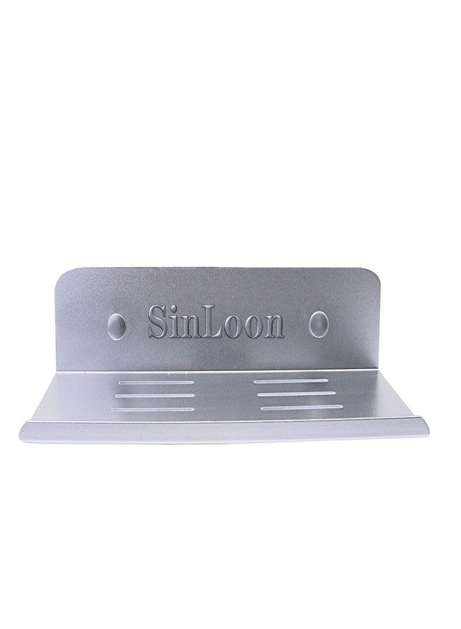 SinLoon 7.8 Inch Small Shelf in Flat Satin Aluminum Bathroom Shelf Wall Mount for Small Speaker Smartphone, Tablet, Toiletries (Silver) - Image 3