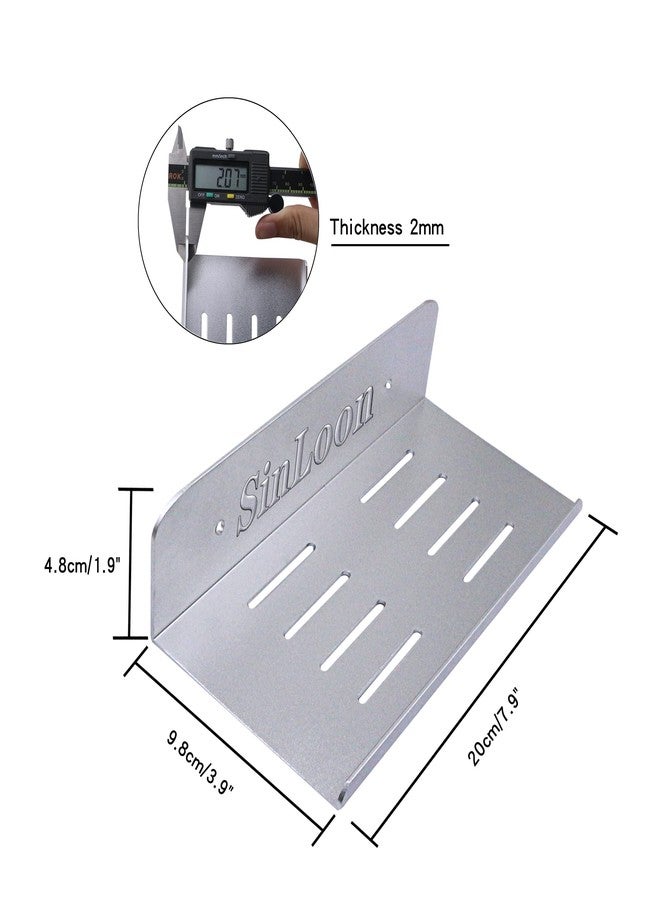 SinLoon 7.8 Inch Small Shelf in Flat Satin Aluminum Bathroom Shelf Wall Mount for Small Speaker Smartphone, Tablet, Toiletries (Silver) - Image 4