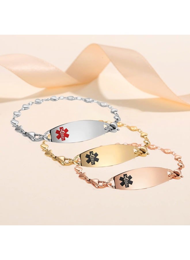 linnalove 7.5” Interchangeable heart Medical alert bracelets for Women Dnr medical bracelets - Image 4