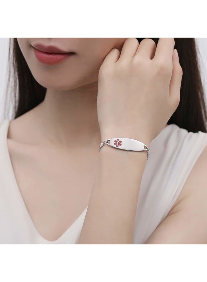 linnalove 7.5” Interchangeable heart Medical alert bracelets for Women Dnr medical bracelets - Image 2