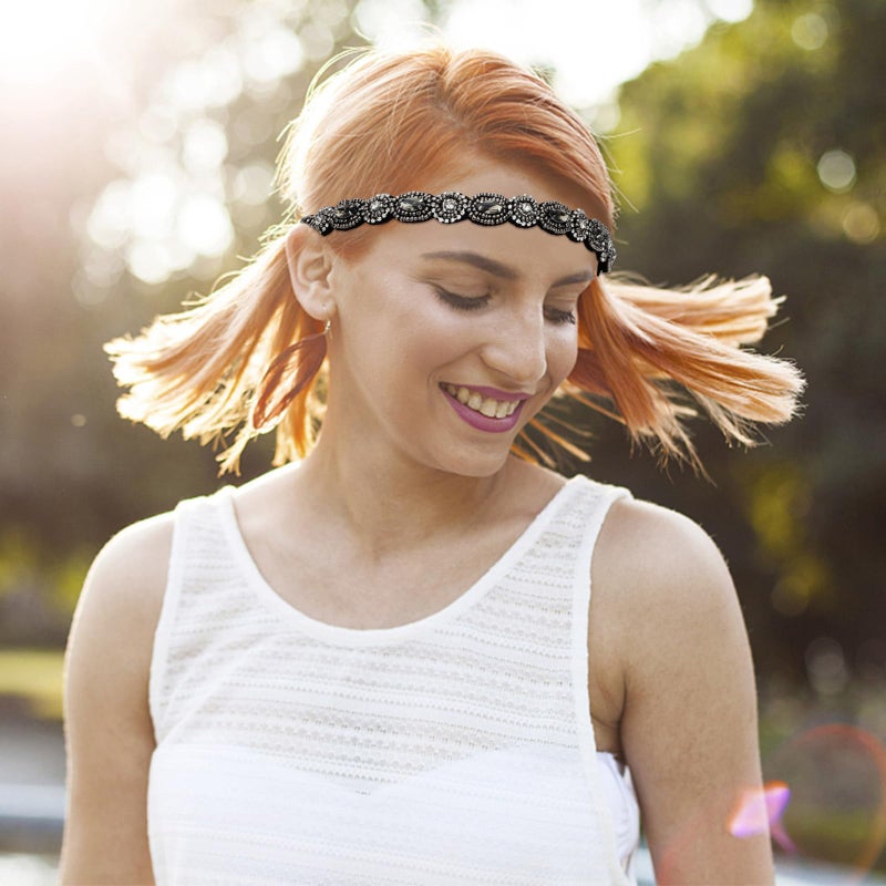 Amariver 2 Pieces Rhinestone Beaded Headbands for Women - Image 3