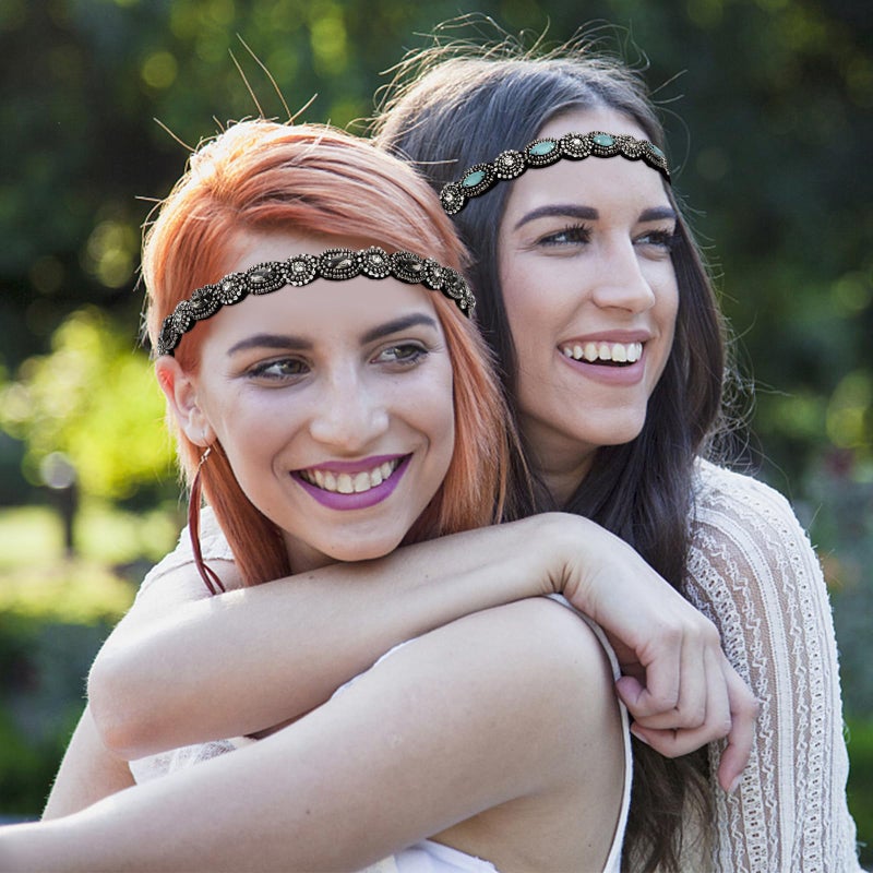 Amariver 2 Pieces Rhinestone Beaded Headbands for Women - Image 2