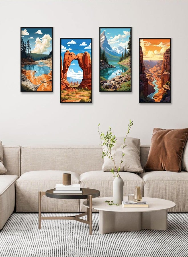 Camocin 4 Pack Framed Paint by Numbers Kit for Adults with Wooden Easel, National Park Paint by Numbers with Frame for Beginner, Landscape Adult Paints by Number Kits on Canvas Framed for Wall Decor 8 x 12 In - Image 2