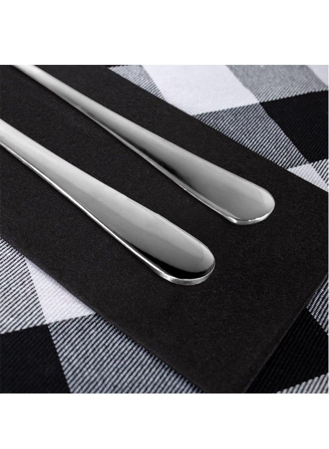 25 منديلًا ورقيًا أسودًا بملمس الكتان، مناديل عشاء تشبه القماش مع جيب مدمج لأدوات المائدة، مناشف ورقية ماصة مسبقة الطي للاستخدام مرة واحدة للضيوف - Image 3